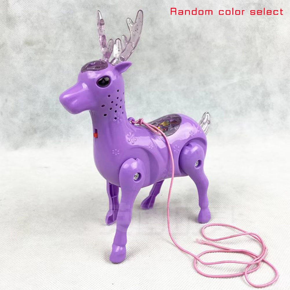 2020 Cute Flashing Music Deer Pet Toys Electronic Robotic Funny Animals Toy With Rope Light For Kids Gift Walking Pet 4 Colors-ebowsos