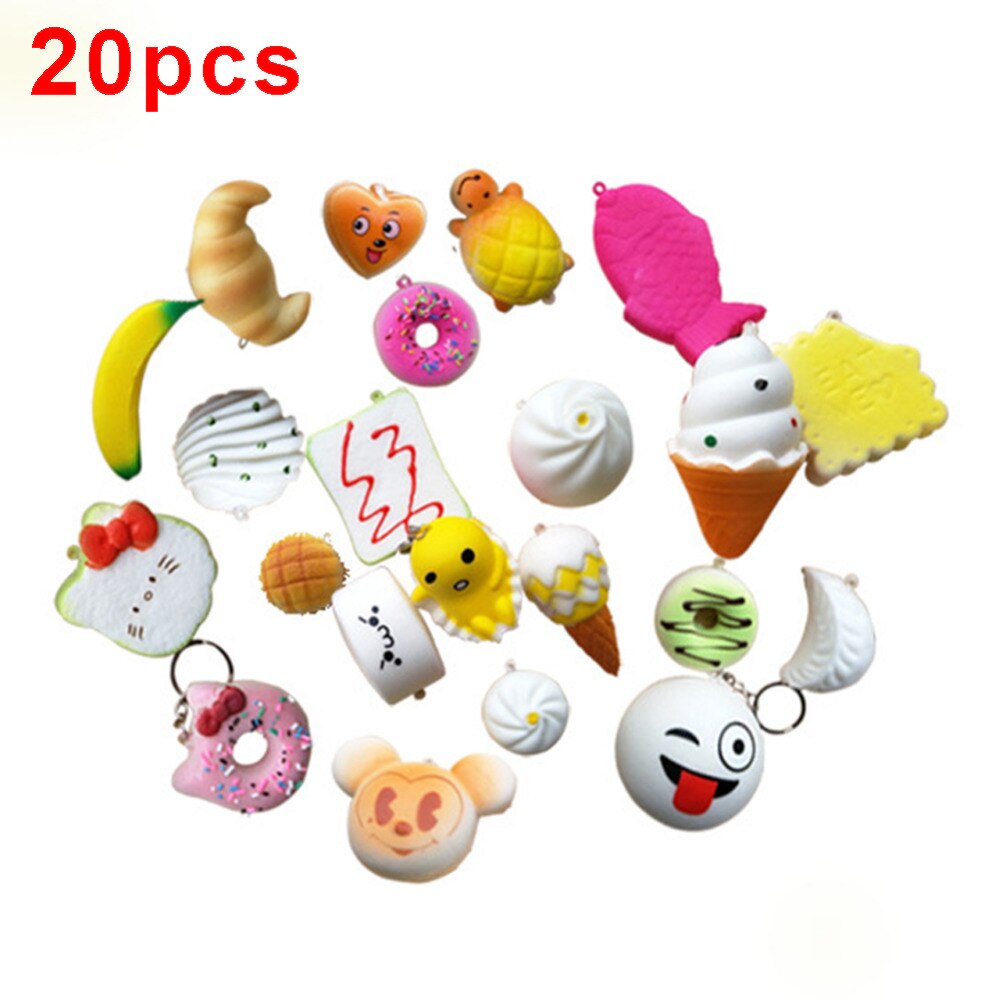 20Pcs/lot Squeeze Slow Rising Squeeze Lovely Cute Soft Mini Bread Cake ice Cream Toy Phone Straps Kids Wholesale-ebowsos