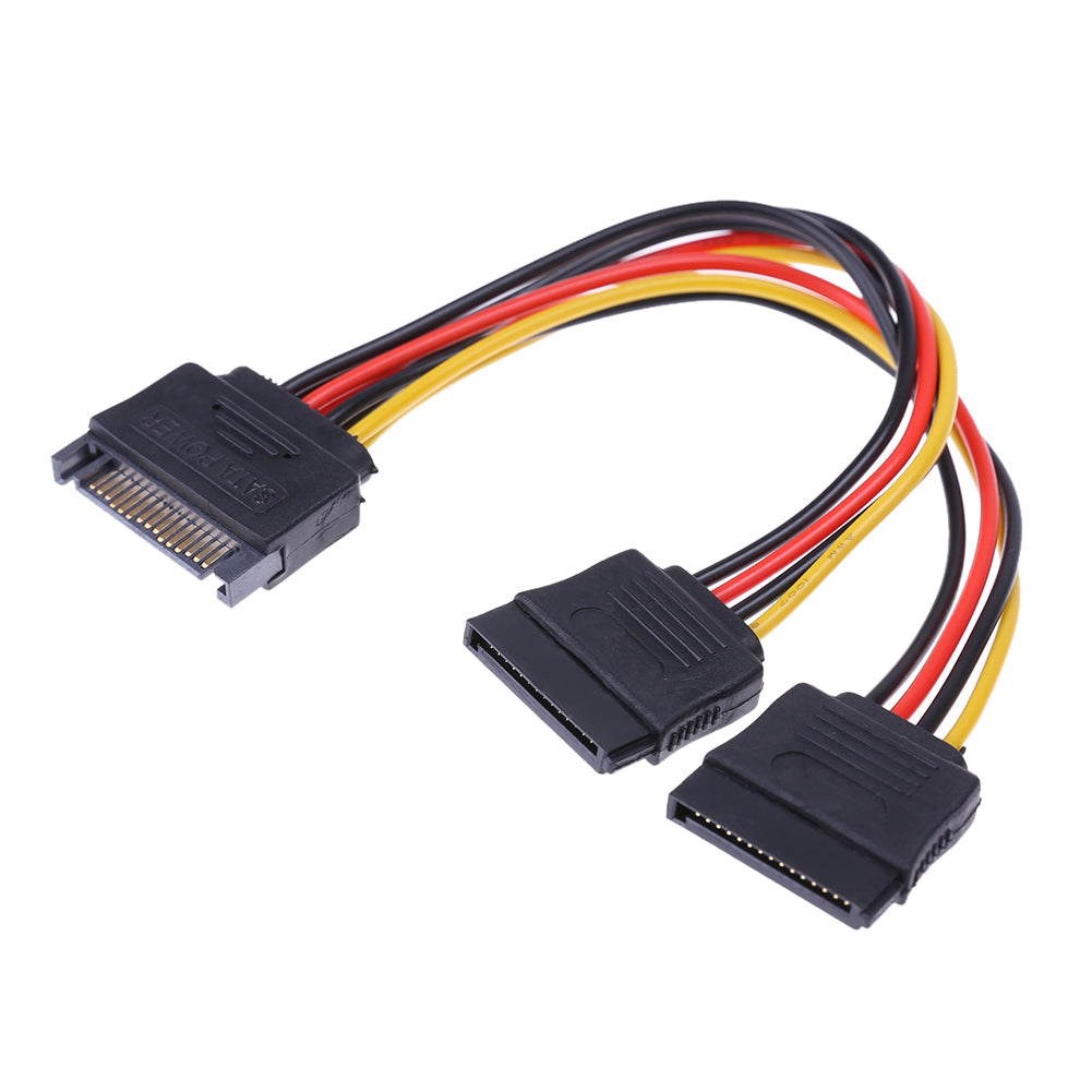 20cm Power Adapter Cable 15Pin SATA Port to 2 15Pin SATA Splitter Cable Extender Power Adapter Cable - ebowsos