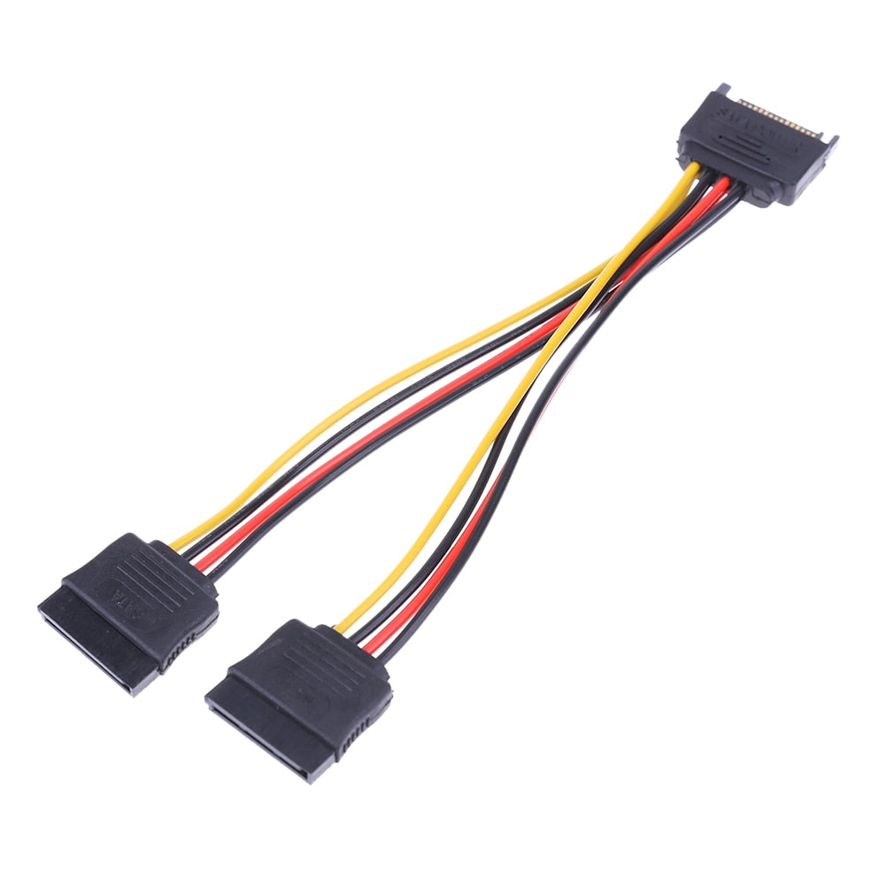 20cm Power Adapter Cable 15Pin SATA Port to 2 15Pin SATA Splitter Cable Extender Power Adapter Cable - ebowsos