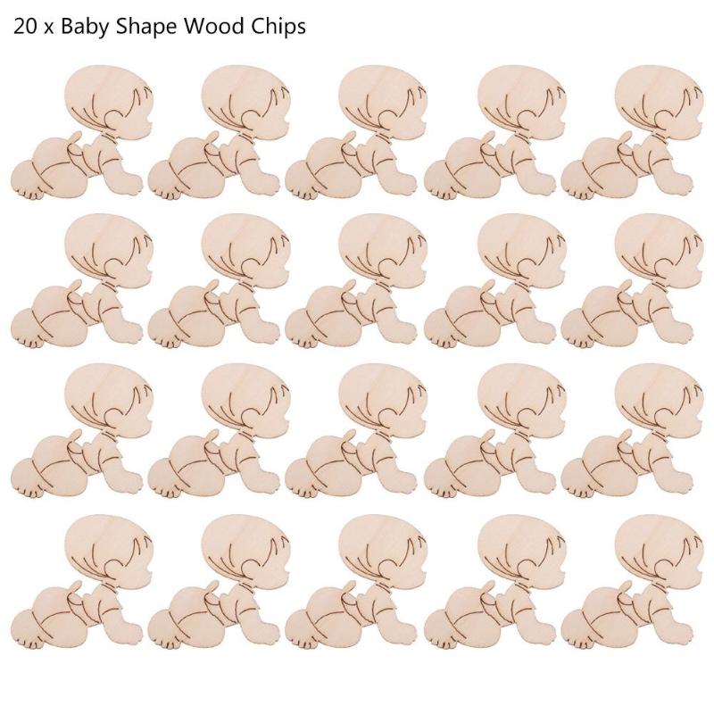 20pcs Laser Cutting Cute Baby Shape Wooden Chips Craft Wedding Wall Decor D4 - ebowsos