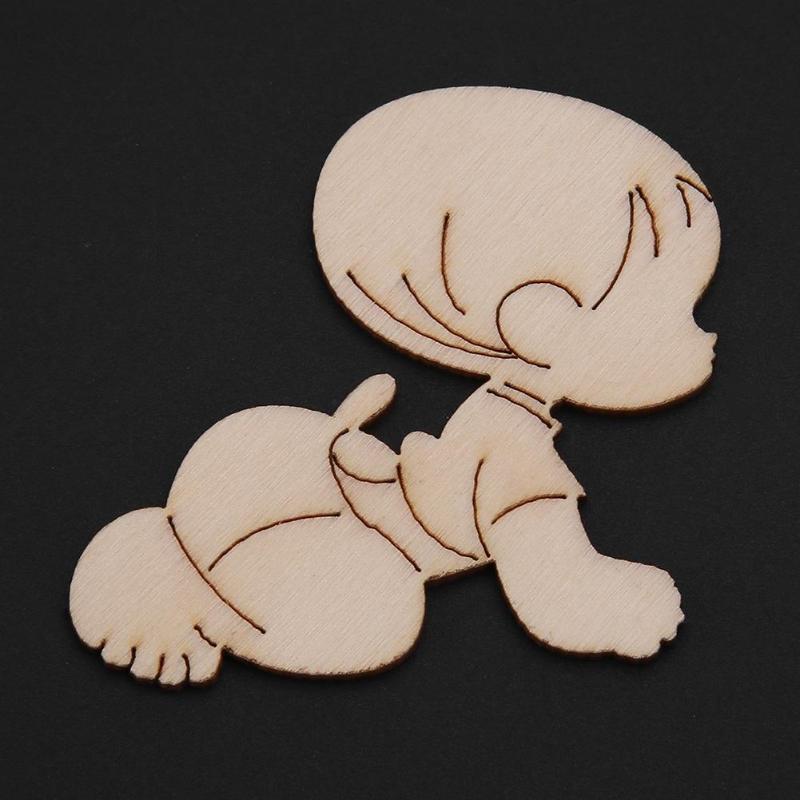 20pcs Laser Cutting Cute Baby Shape Wooden Chips Craft Wedding Wall Decor D4 - ebowsos