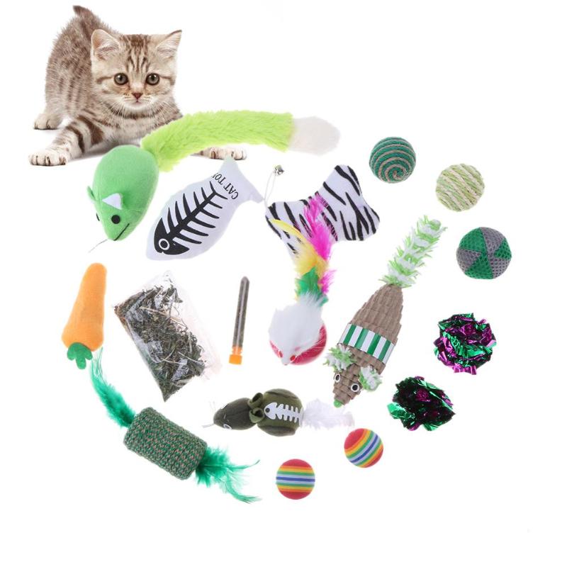 20pcs/set Folding Pet Play Toys Tunnel Tubes Collapsible Feather Tease Cat Sticks Balls Kitten Mint Toys for Small Pets Rabbits - ebowsos