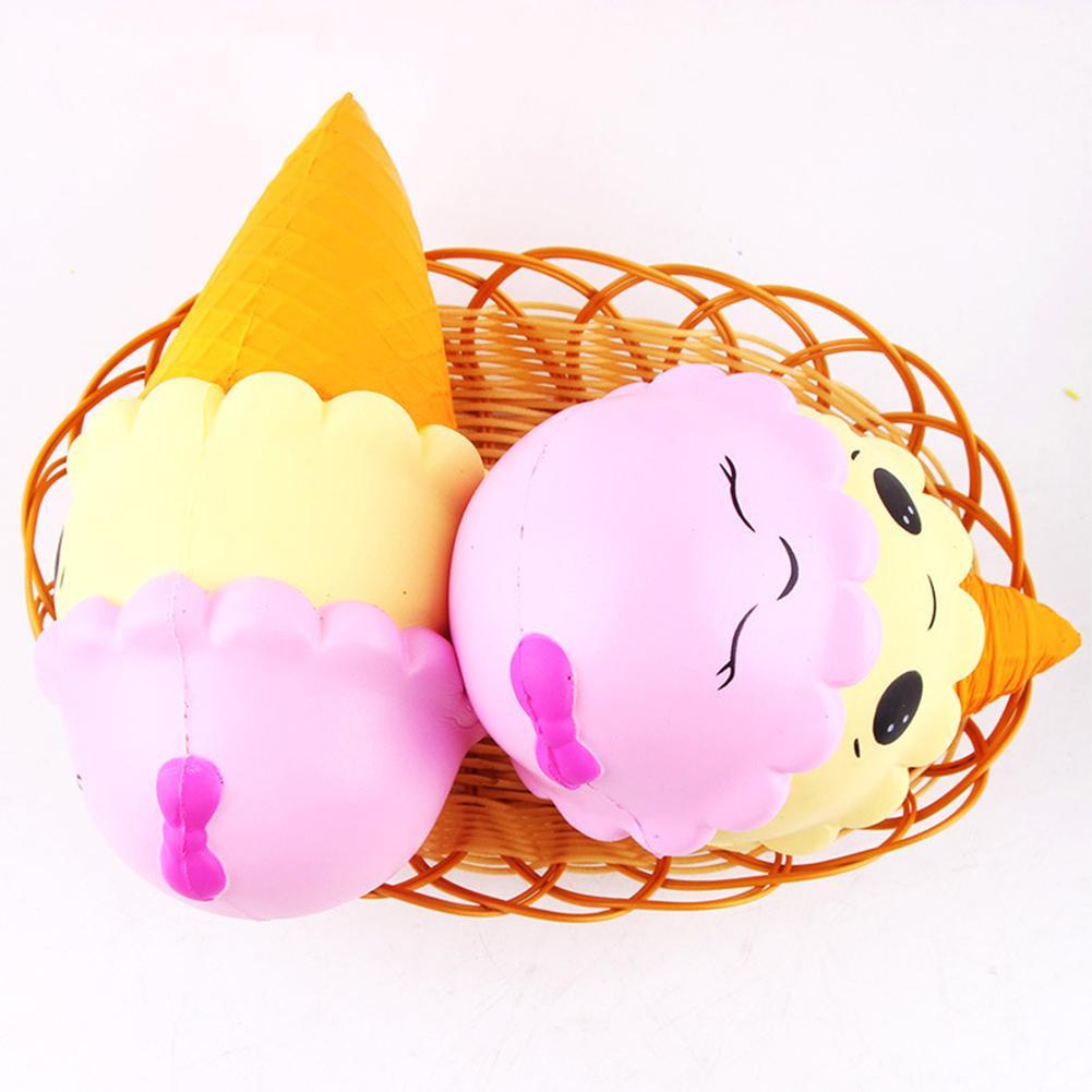 22CM Squeeze Ice Cream Smile Kawaii Squishies Slow Rising Soft Squeeze Stuffed Non-toxic Squeeze Toys Phone Decor Charms Gifts-ebowsos