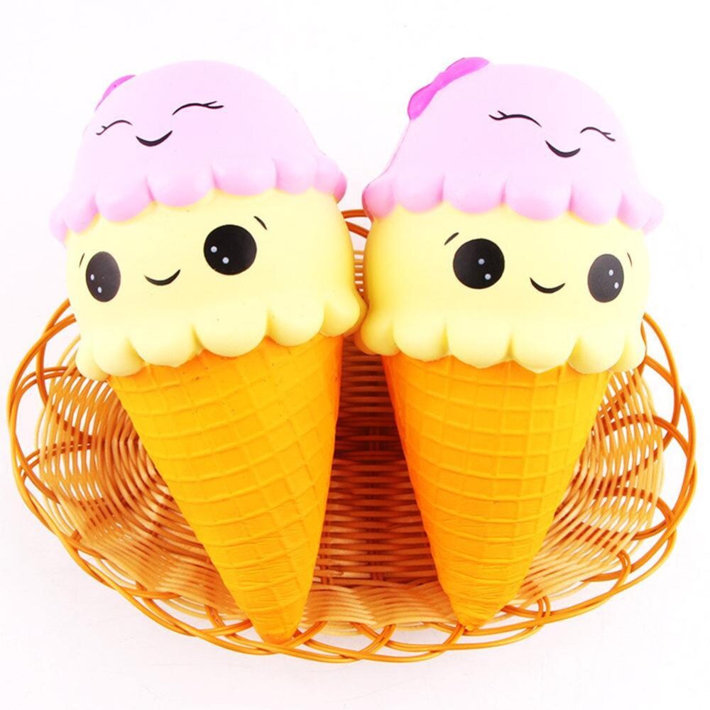 22CM Squeeze Ice Cream Smile Kawaii Squishies Slow Rising Soft Squeeze Stuffed Non-toxic Squeeze Toys Phone Decor Charms Gifts-ebowsos