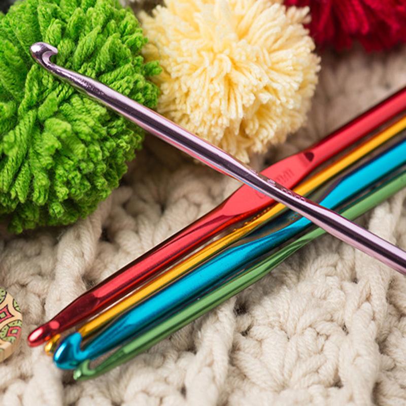 22pcs Set Multi-colour Aluminum Crochet Hooks Needles Knit Weave Craft Yarn - ebowsos