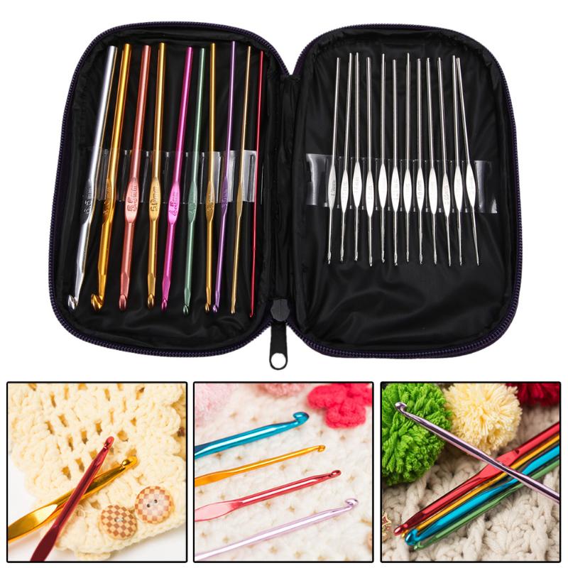 22pcs Set Multi-colour Aluminum Crochet Hooks Needles Knit Weave Craft Yarn - ebowsos