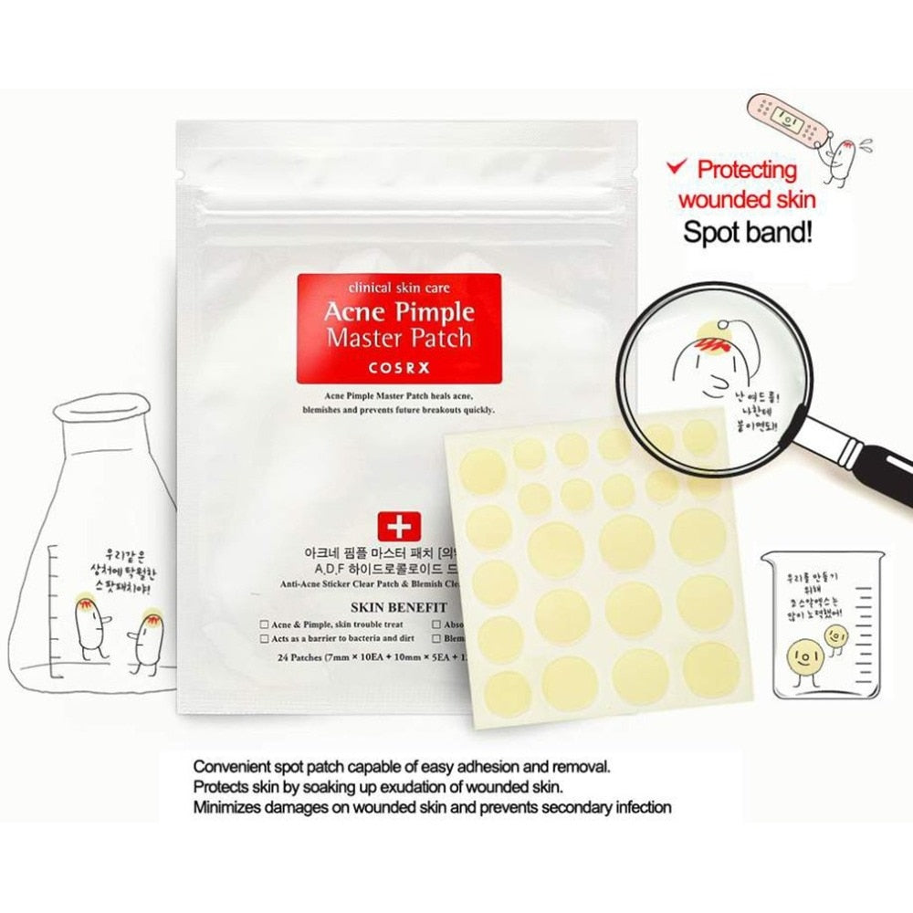 24 Cosrx Pimple Master Patch Face Spot Scar Care Treatment Stickers facial skin care blackhead removal Freckle Patches acne mask - ebowsos