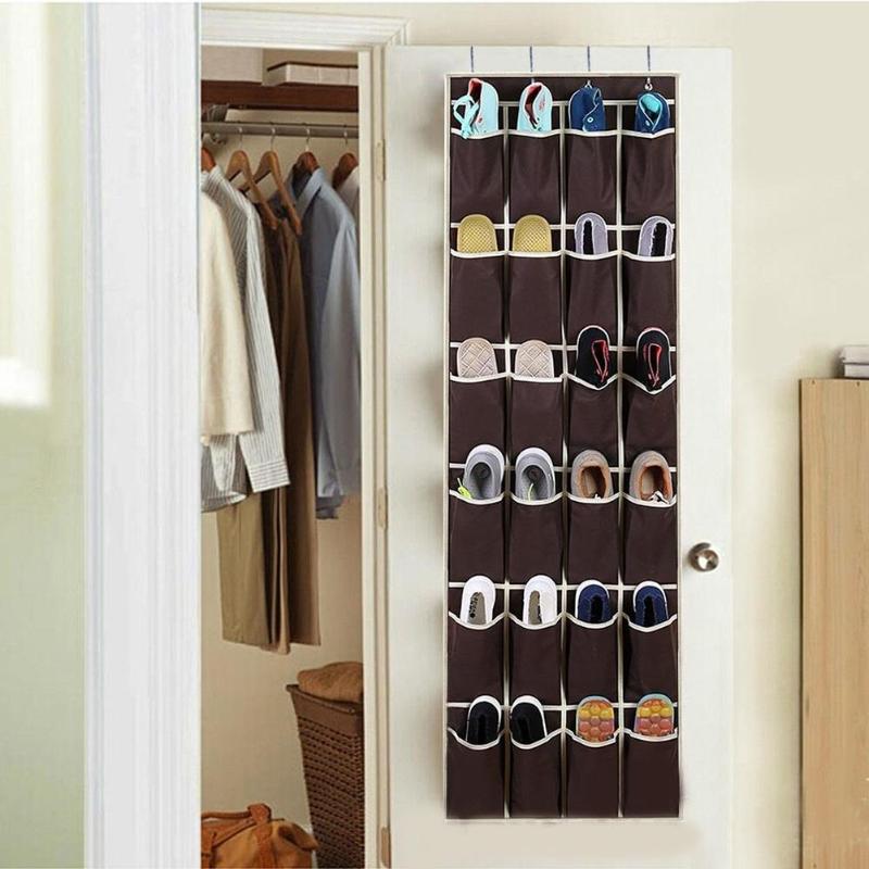 24 Pockets Storage Bag Hanging Shoes Holder Room Door Back Bags Bathroom Sundries Organizer Home Storage - ebowsos