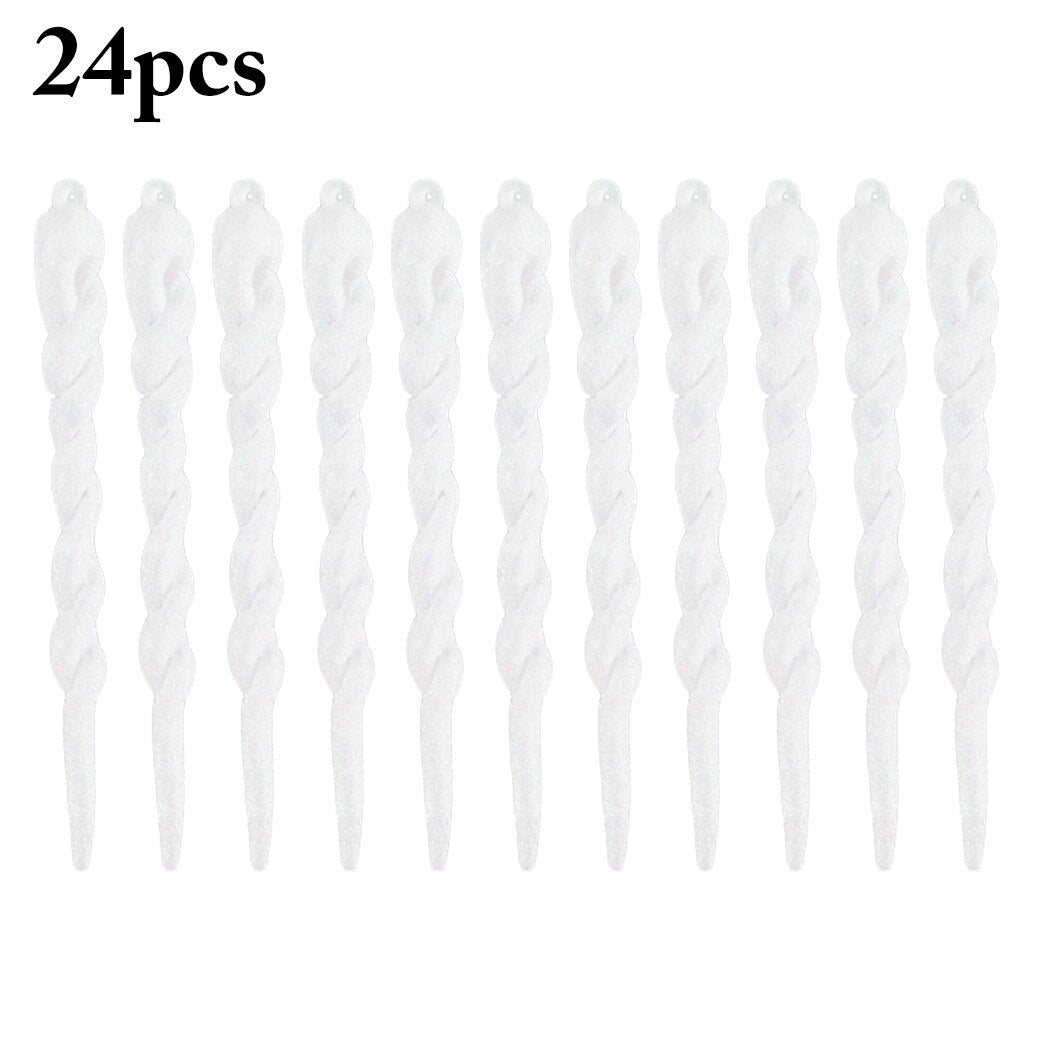 24PCS Transparent Spiral Christmas Icicle Ornament DIY Party Hanging Decoration Xmas Tree Ornament 2019 New Arrive-ebowsos