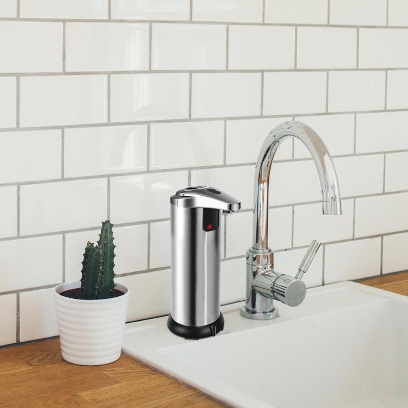 250ml Automatic Soap Dispenser Stainless Steel Sensor Shower Bathroom Kitchen Liquid Bottle Container cleaning accessories - ebowsos