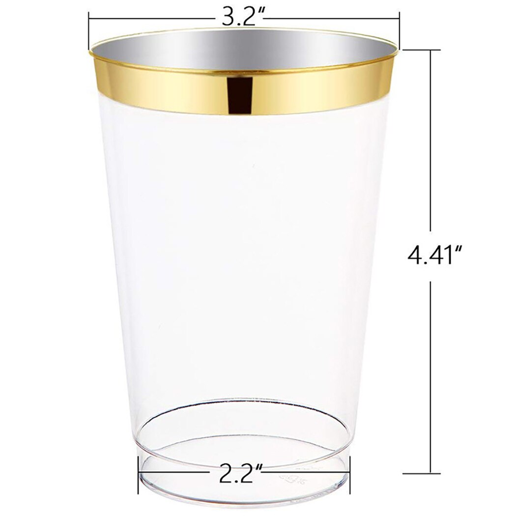 25PCS 12oz Fashion Bronzing Disposable Transparent Party Cup Drinking Cup Clear Disposable Plastic Cups Party Cups For Wedding-ebowsos