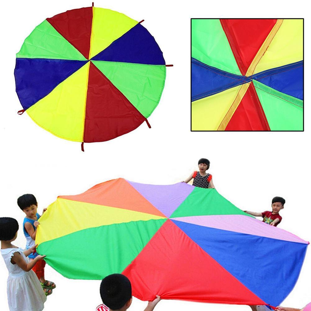 2M 8Handles Children Kid Play Rainbow Parachute Outdoor Game Exercise Sports-ebowsos