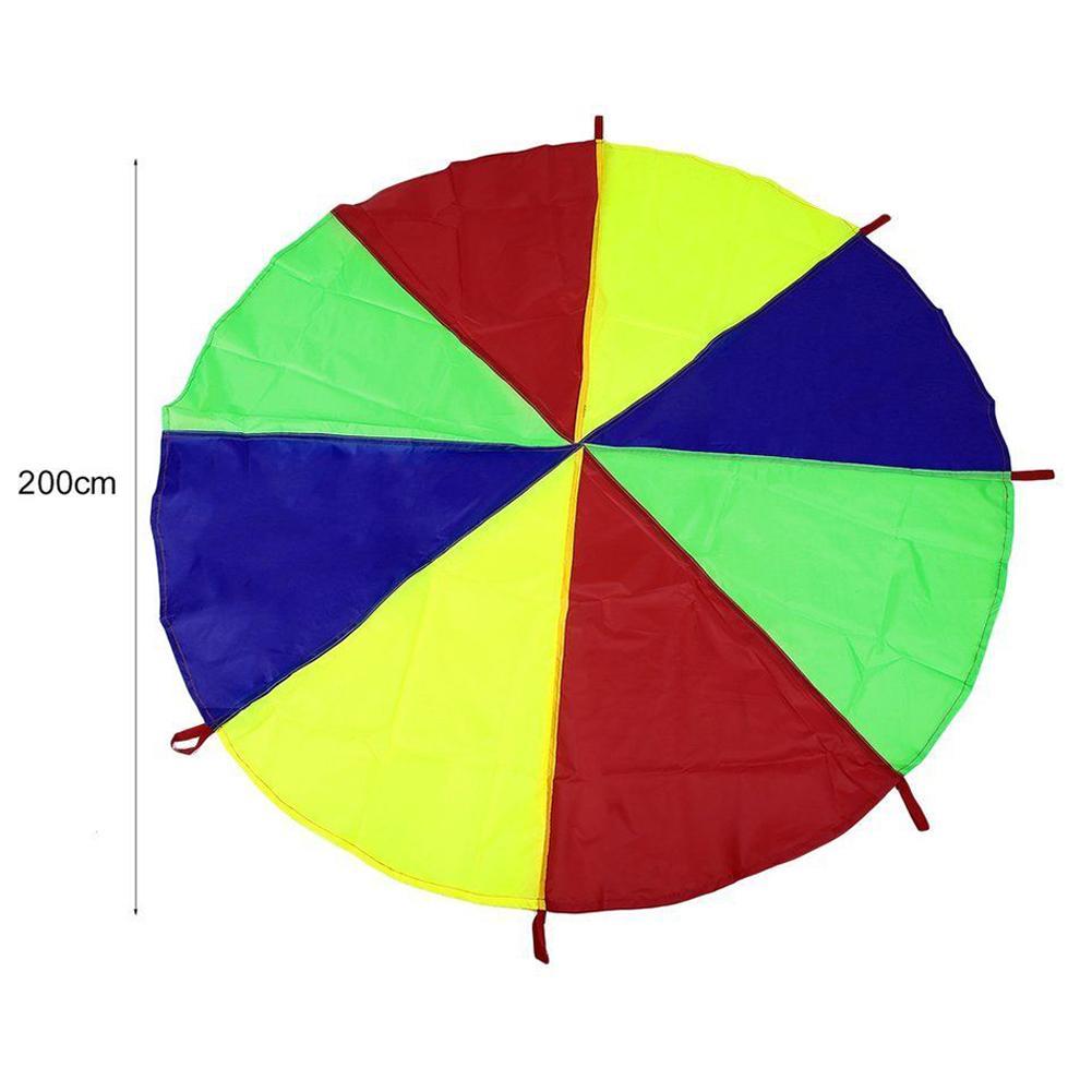 2M Rainbow Parachute Children Kids Play Teamwork Cooperative Waterproof Outdoor Game Exercise Sport Toys-ebowsos