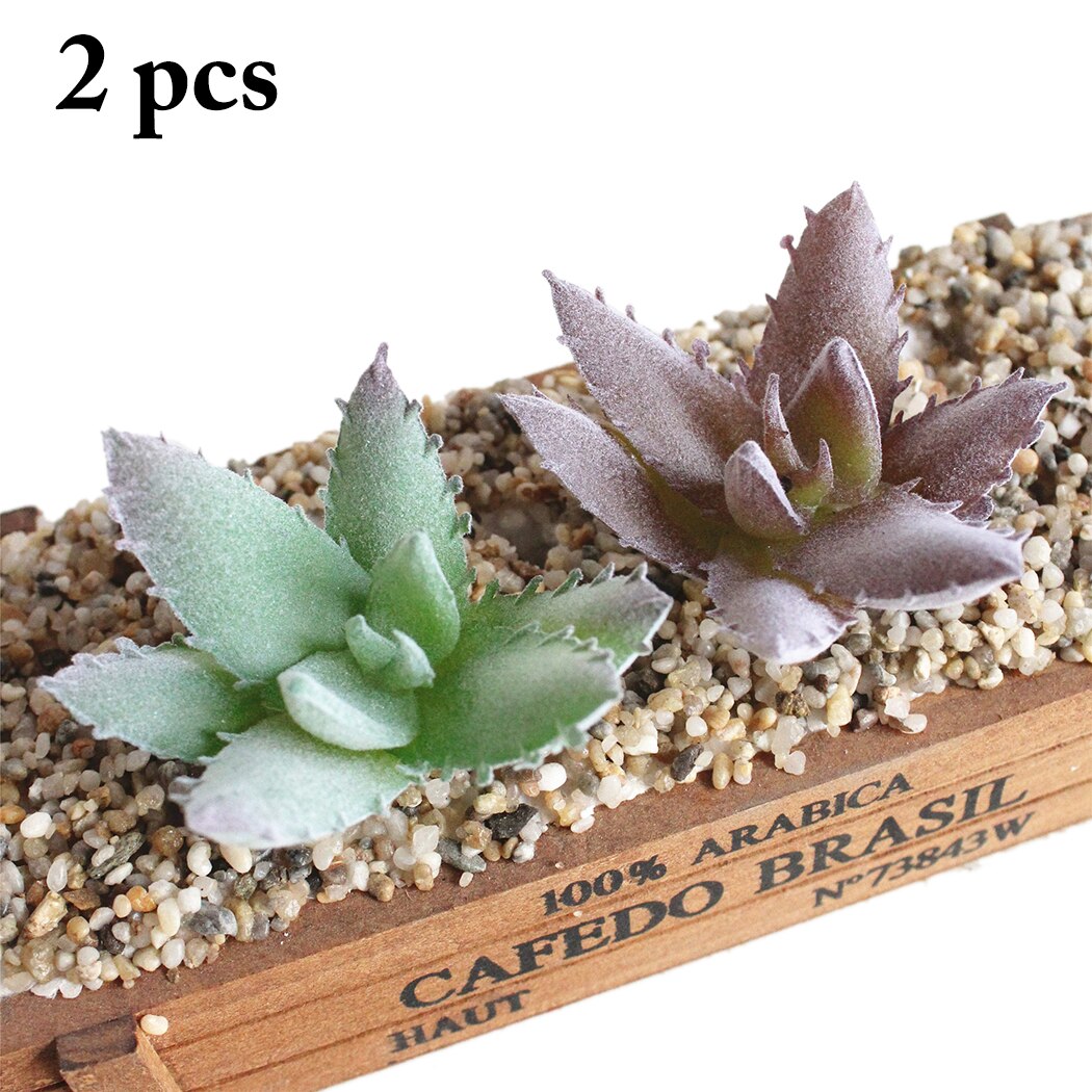 2PCS Artificial Succulent Plant Flocking Mini Aloe Creative DIY Simulation Succulent Plant Accessories Home Desktop Decoration-ebowsos