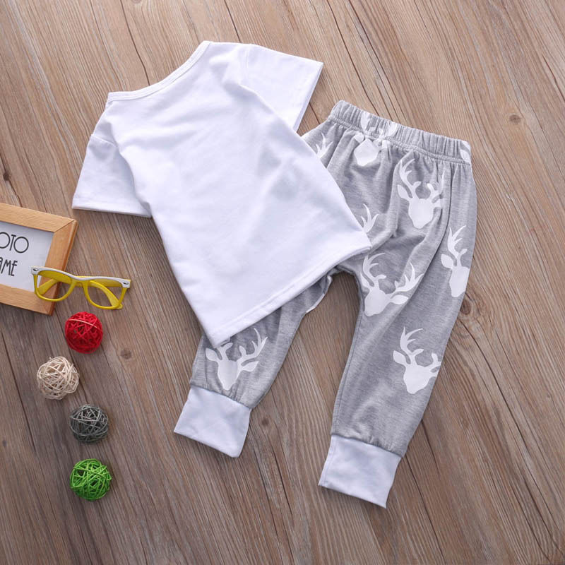 2PCS Baby Boy Kids Short Sleeve T-shirt+Pants Outfits 2PCS Summer Clothes Set - ebowsos