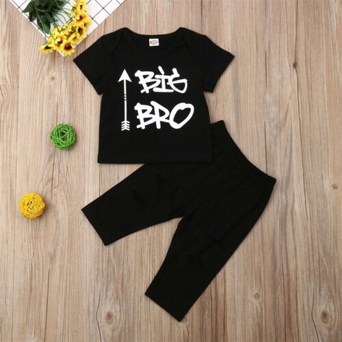 2PCS Baby Boy Summer Big Little Boy T-Shirt+ Pants Outfit Matching Set - ebowsos