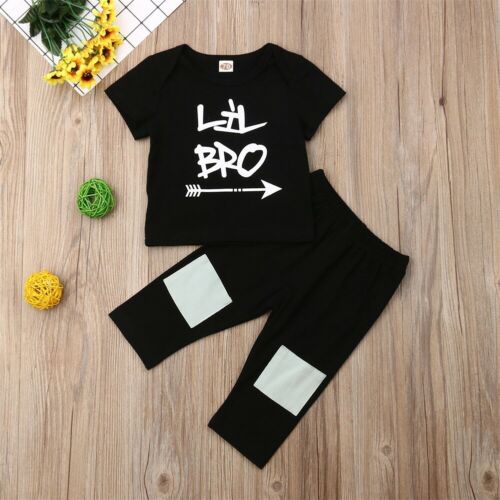 2PCS Baby Boy Summer Big Little Boy T-Shirt+ Pants Outfit Matching Set - ebowsos