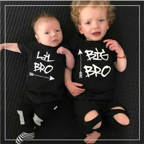 2PCS Baby Boy Summer Big Little Boy T-Shirt+ Pants Outfit Matching Set - ebowsos