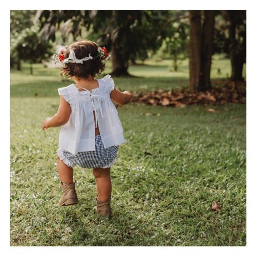 2PCS Baby Girls Outfits Clothes Ruffled Tops Mini Dress+Plaids PP Pants Set - ebowsos