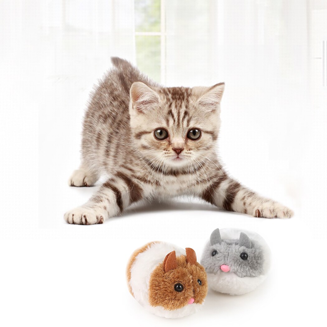 2PCS Cat Mouse Toys Plush Vibrating Moving Kitten Mice Toys Cat Interactive Toys Funny Cat Plush Vocal Toy-ebowsos