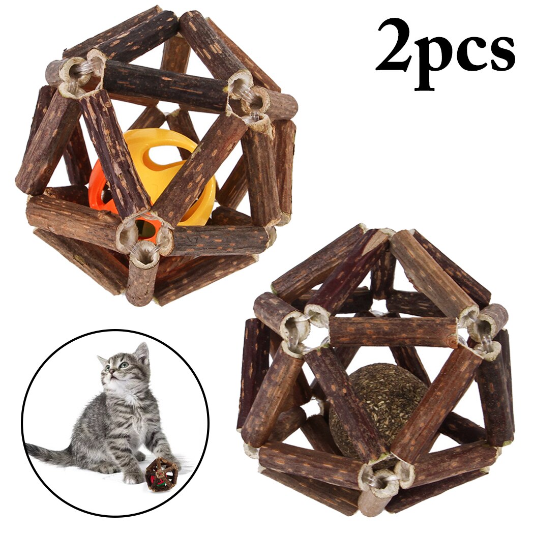 2PCS Creative Cat Toy Natural Catnip Bell Ball Funny Cat Chew Toy Molar Tooth Cleaning Toys Pet Interactive Supplies-ebowsos