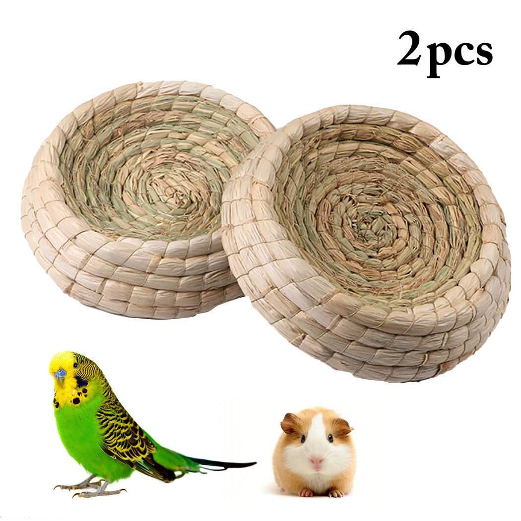 2PCS Creative Small Pet Bed Mini Bird Nest Straw Artificial Finch Nest Bird House For Parrot Hamster Pet Household Supplies-ebowsos