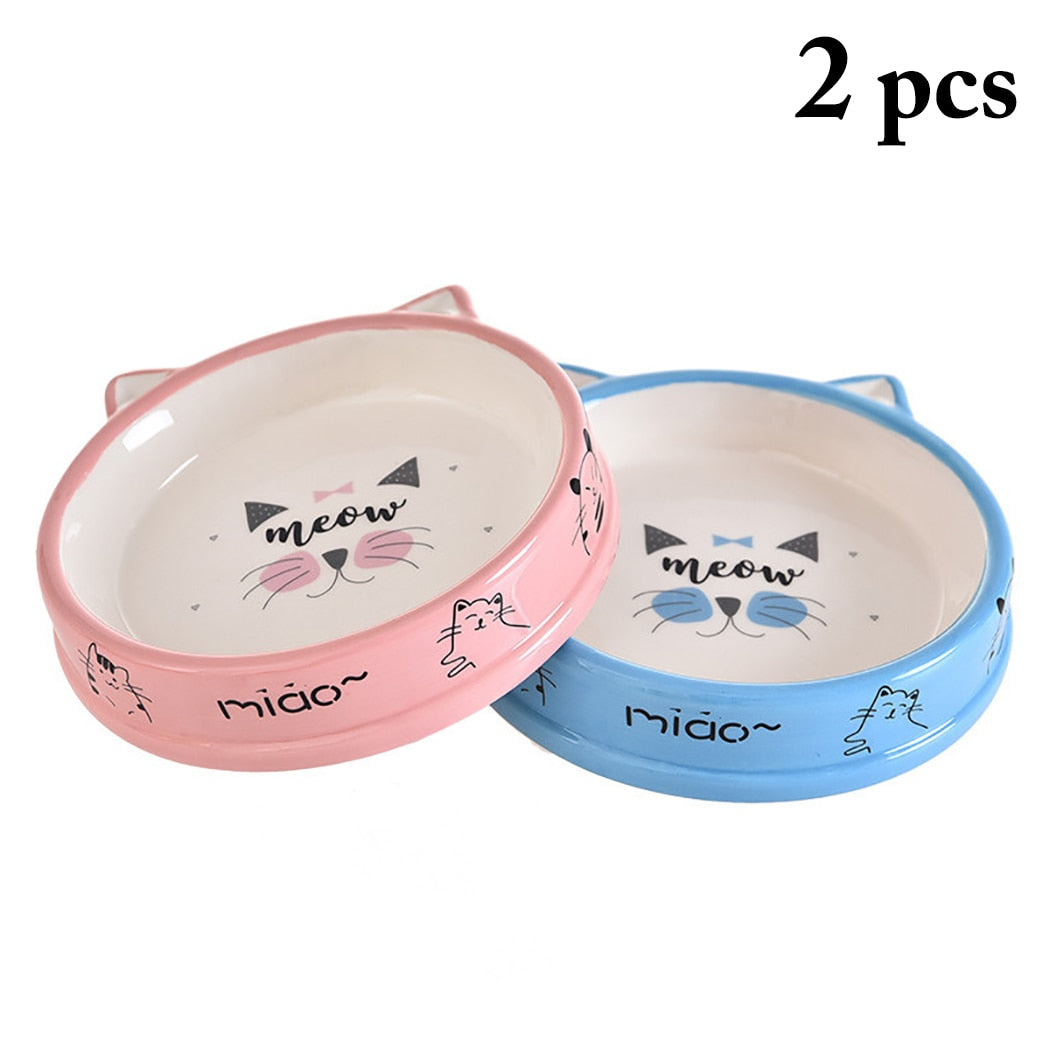 2PCS Cute Cat Pattern Pet Ceramic Bowls Pet Food Water Feeder Bowl For Puppy Kitten Pet Feeder Cat Dog Feeding Supplies 2019 New-ebowsos