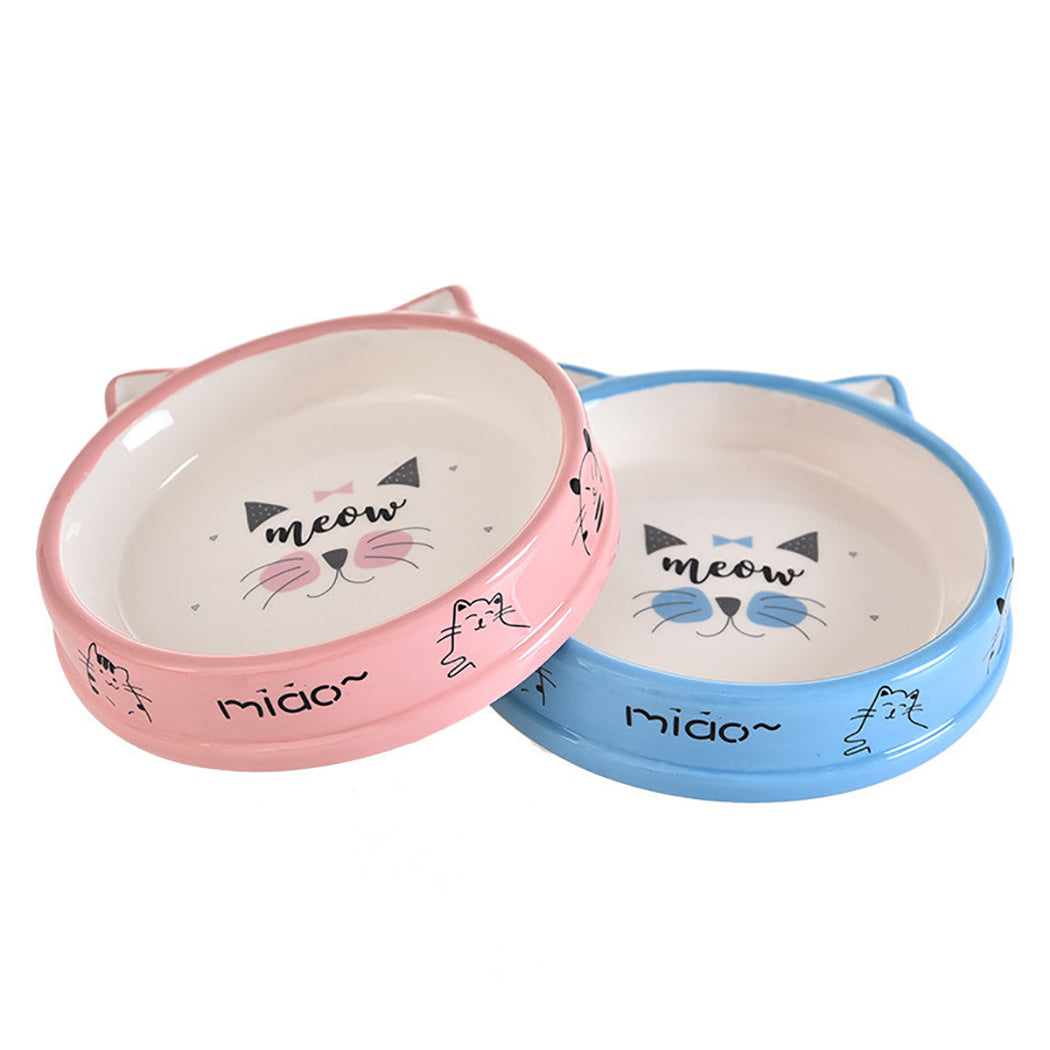 2PCS Cute Cat Pattern Pet Ceramic Bowls Pet Food Water Feeder Bowl For Puppy Kitten Pet Feeder Cat Dog Feeding Supplies 2019 New-ebowsos