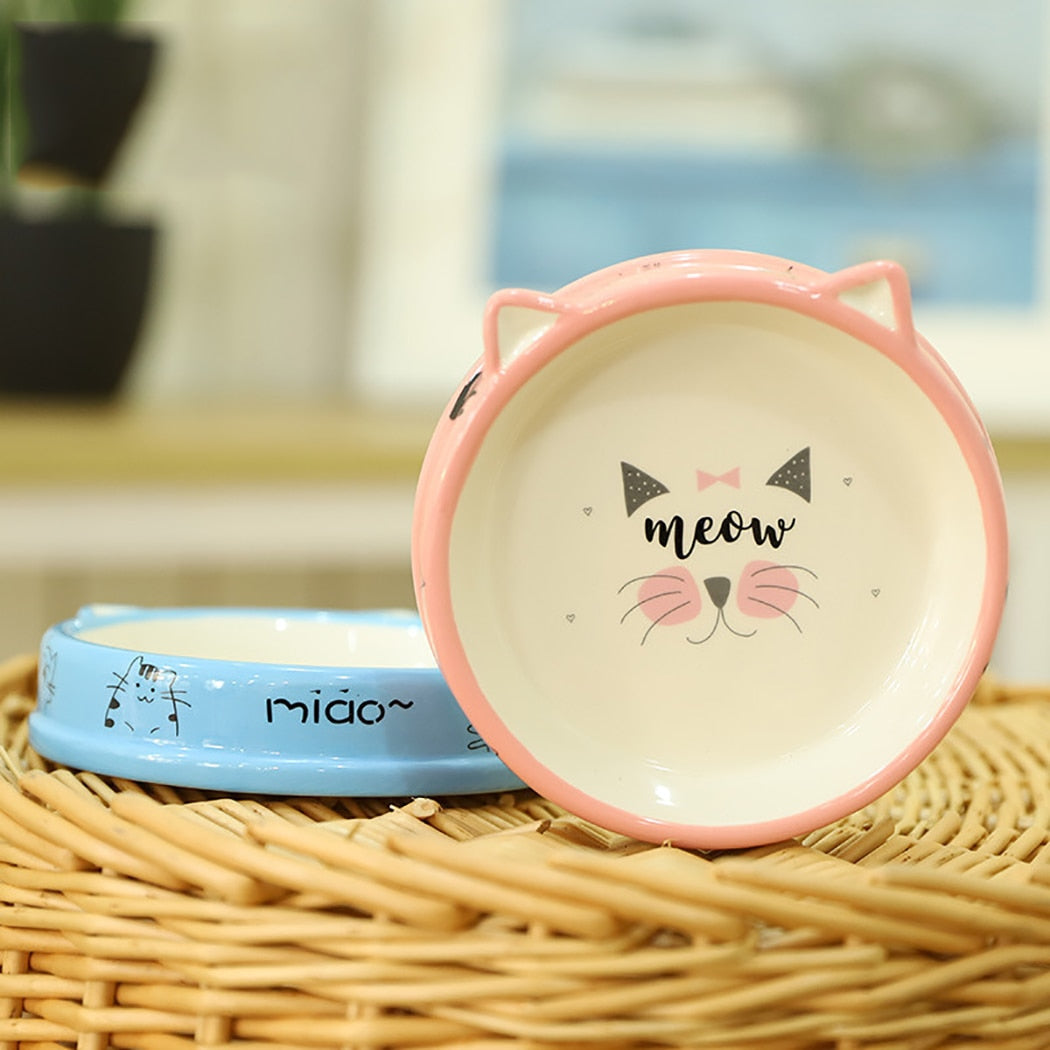 2PCS Cute Cat Pattern Pet Ceramic Bowls Pet Food Water Feeder Bowl For Puppy Kitten Pet Feeder Cat Dog Feeding Supplies 2019 New-ebowsos