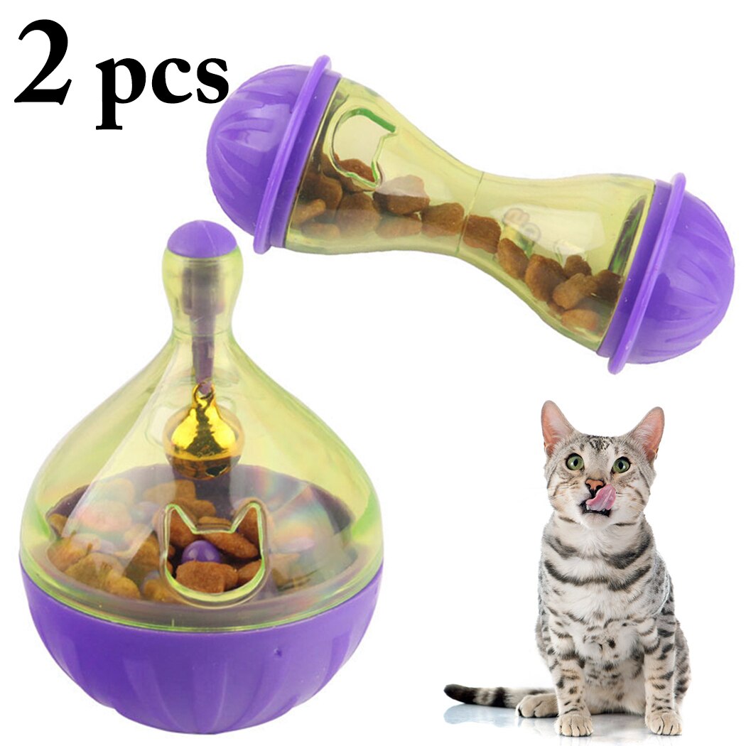 2PCS Funny Cat Tumbler Toys Pet Dispenser Toy Creative Funny Puzzle Pet Playing Toys Treat Dispenser Toy Pet Feeding Supplies-ebowsos