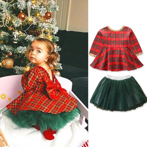 2PCS Infant Kids Baby Girl Tulle Bowknot Princess Mini Dress+Long Sleeve Tops Shirts Party Girl 2pcs Clothes - ebowsos