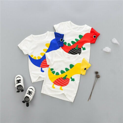 2PCS Kid Baby Boy Clothes Outfit Dinosaur Tops Short Sleeve T shirt+Shorts Pants - ebowsos