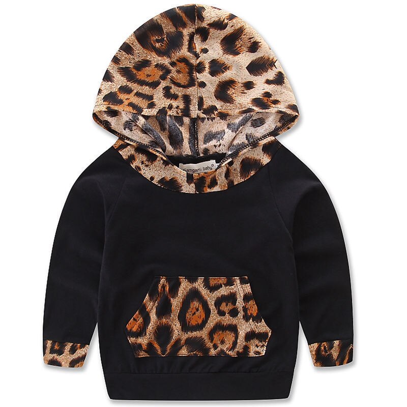 2PCS Kid Baby Boys Girls Leopard Pullover Hooded Coat + Pants Set Clothes Outfit - ebowsos