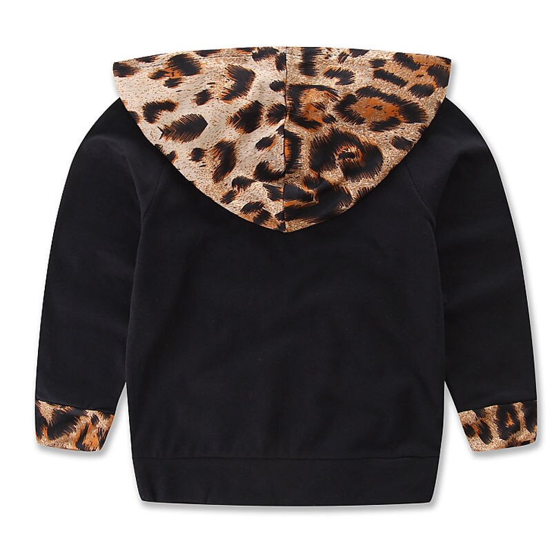 2PCS Kid Baby Boys Girls Leopard Pullover Hooded Coat + Pants Set Clothes Outfit - ebowsos