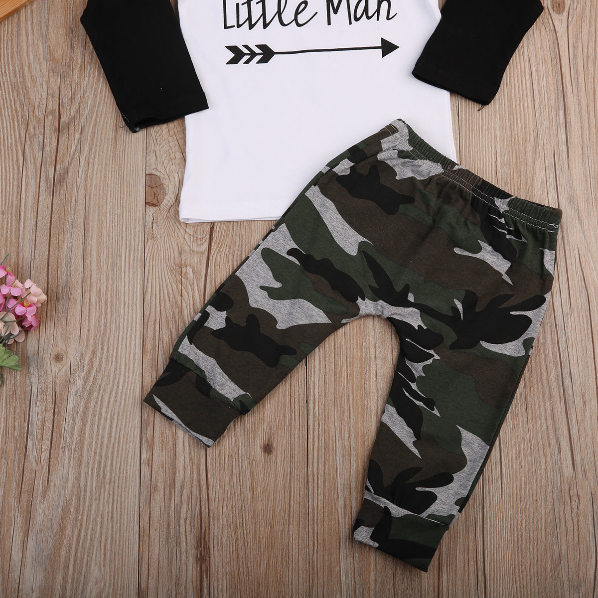 2PCS Kids Baby Boys Camouflage Outfits MAN Tshirt Tops +Pants Cotton clothes set - ebowsos