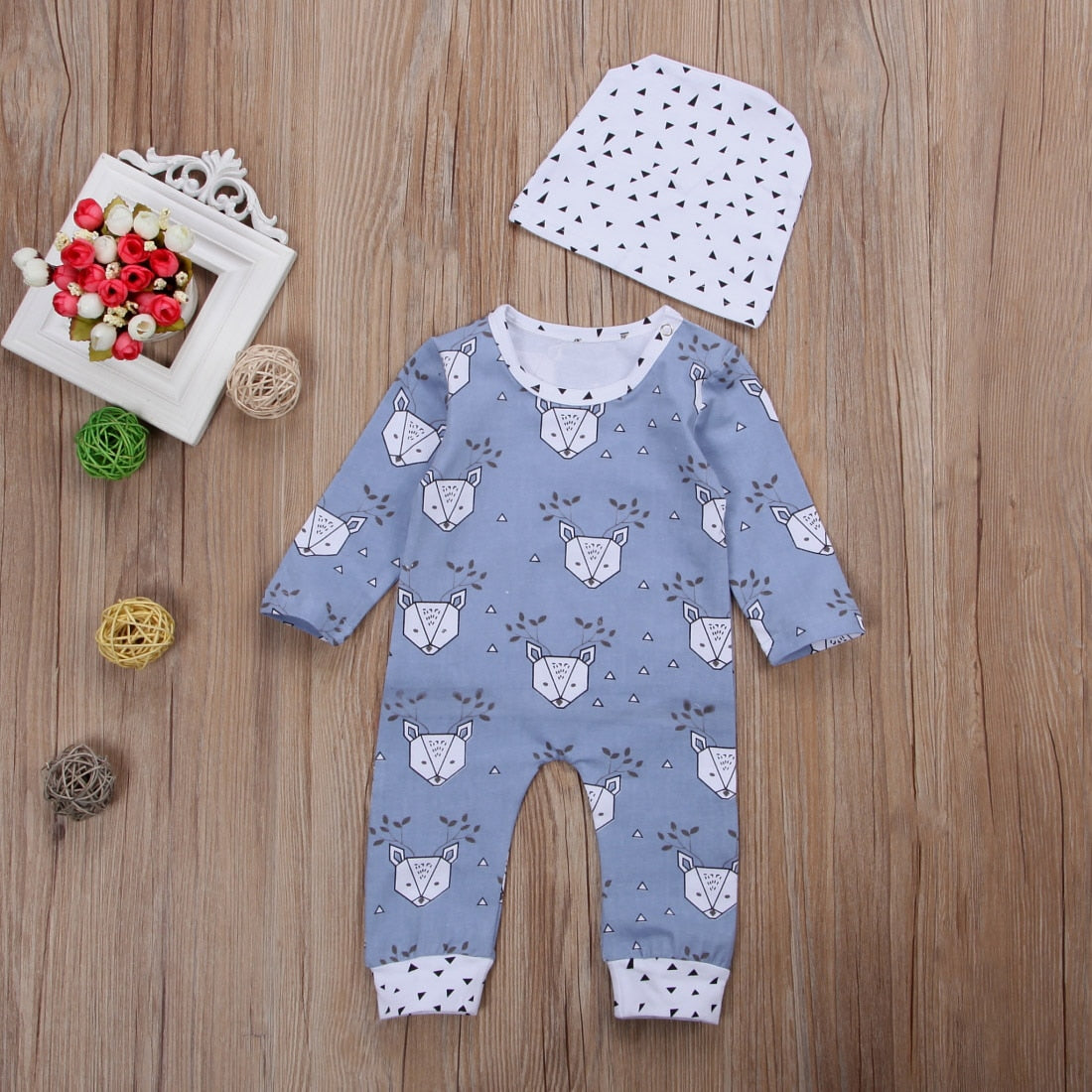 2PCS Newborn Baby Kids Boys Girls Bodysuit Romper Cotton Clothes Set Outfits - ebowsos