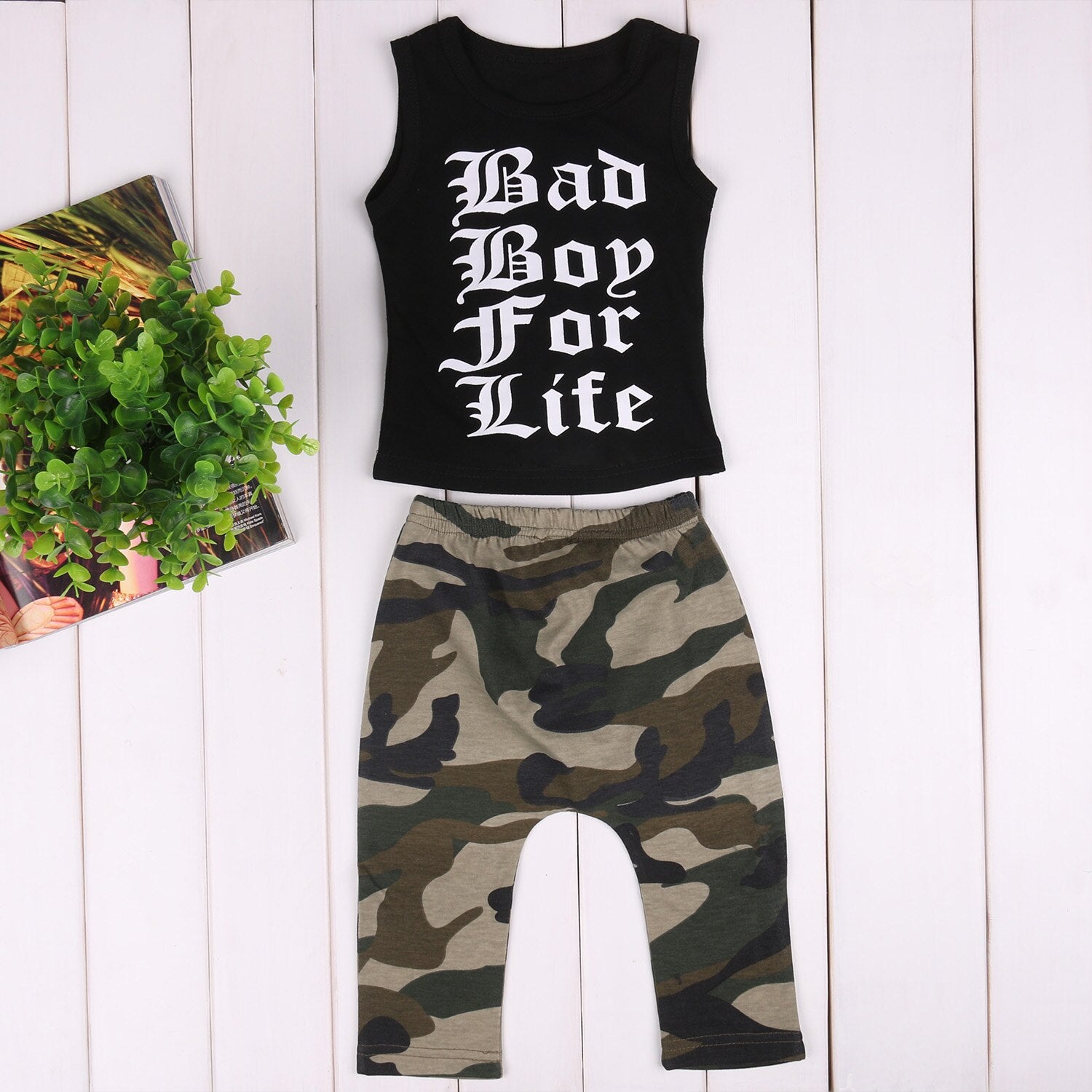 2PCS Newborn Toddler Kids Baby Boys Clothes T-shirt Tops+Camo Pants Outfits Set - ebowsos