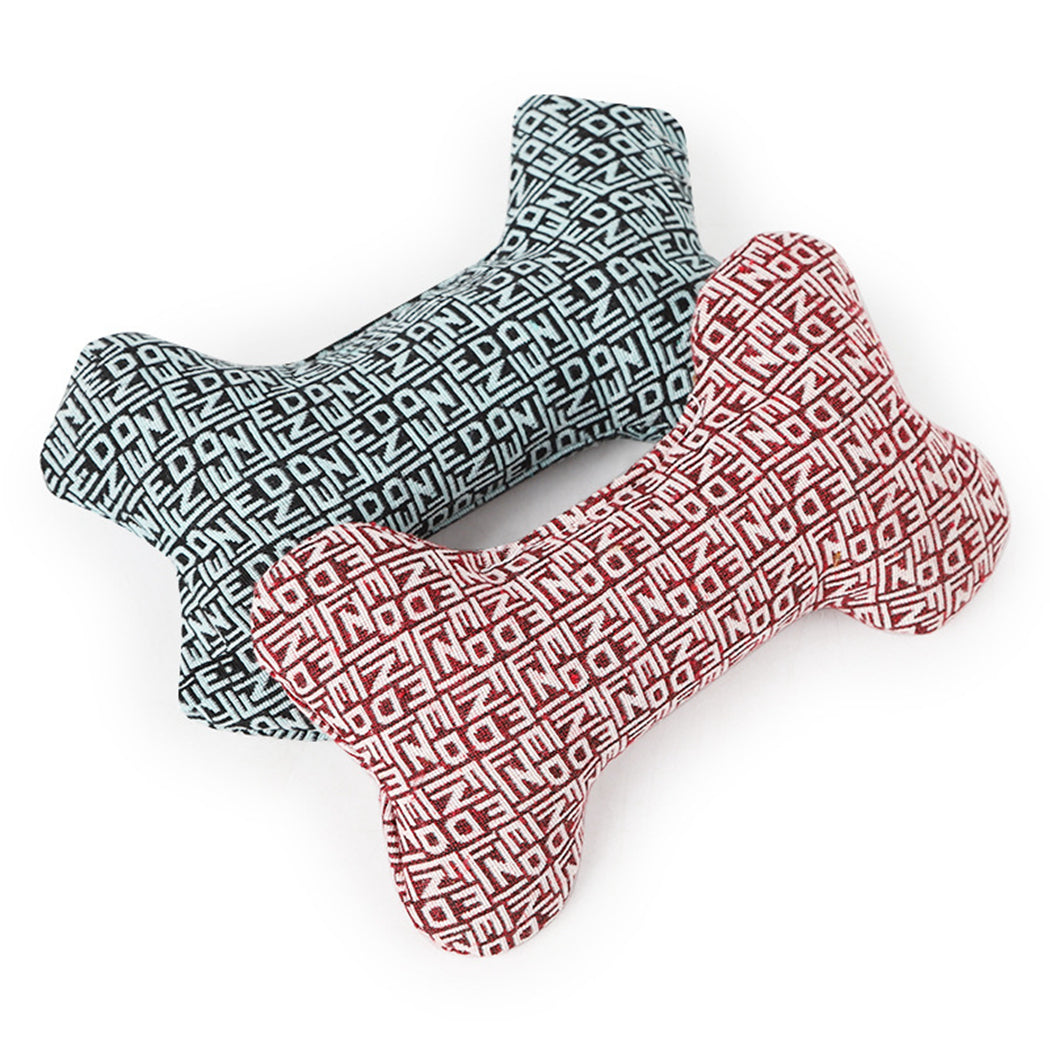 2PCS Pet Toy Creative Bone Shape Squeaky Bite Resistant Dog Toy Dog Chew Toy Linen Pet Toy Bones Shape-ebowsos