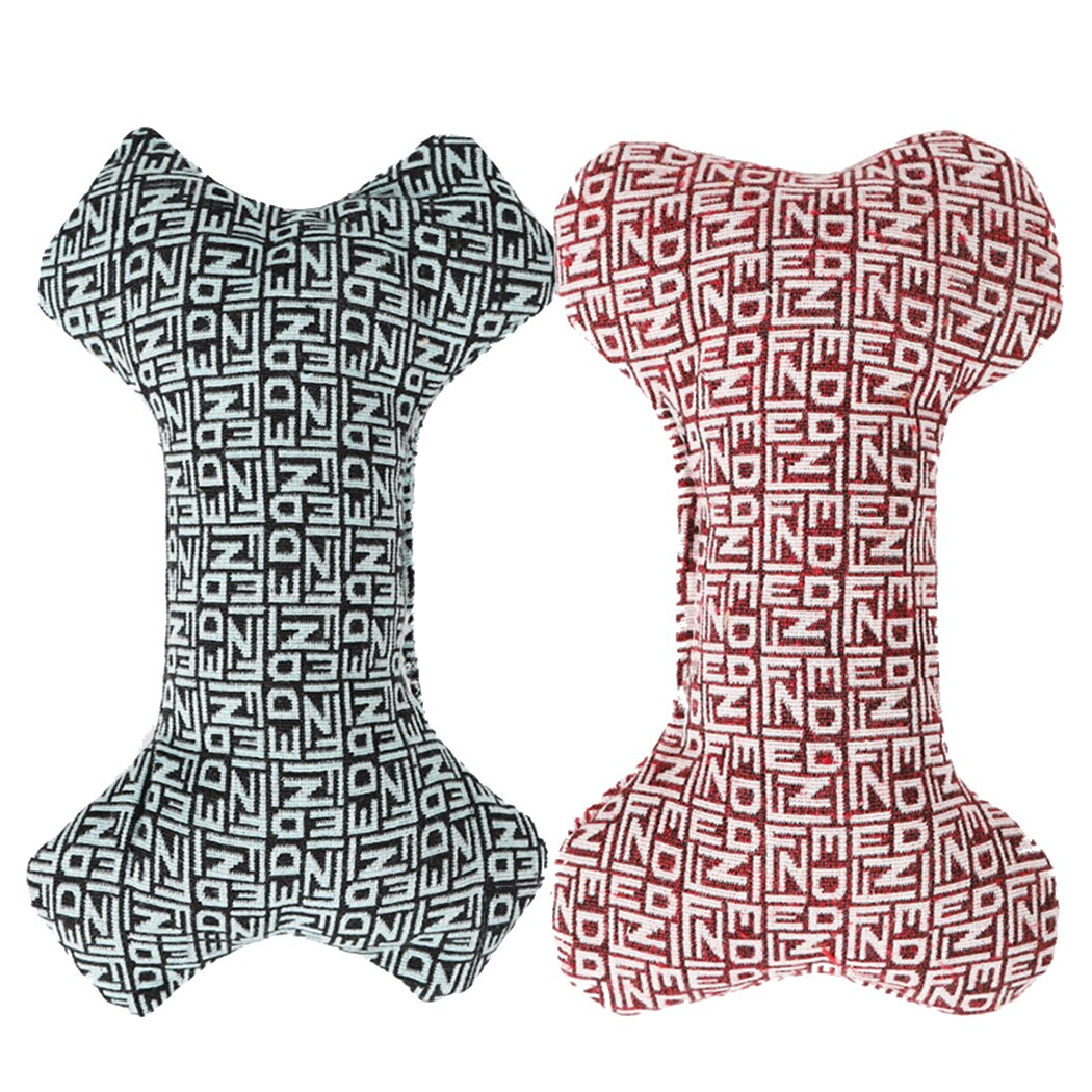 2PCS Pet Toy Creative Bone Shape Squeaky Bite Resistant Dog Toy Dog Chew Toy Linen Pet Toy Bones Shape-ebowsos