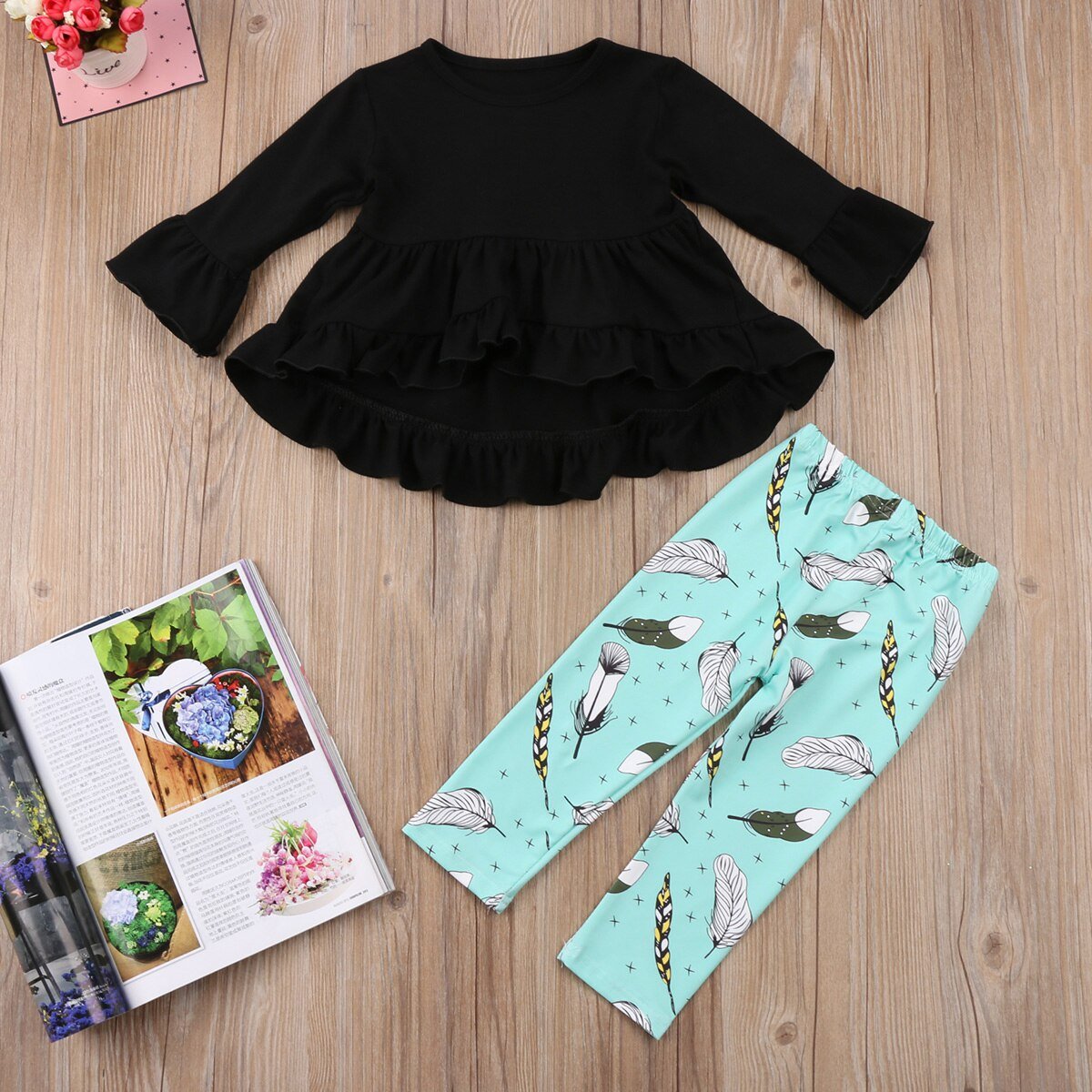 2PCS Toddler Kids Baby Girls Cotton T-shirt Long Sleeve Top Clothes Outfit +Long Pants Leggings Set - ebowsos