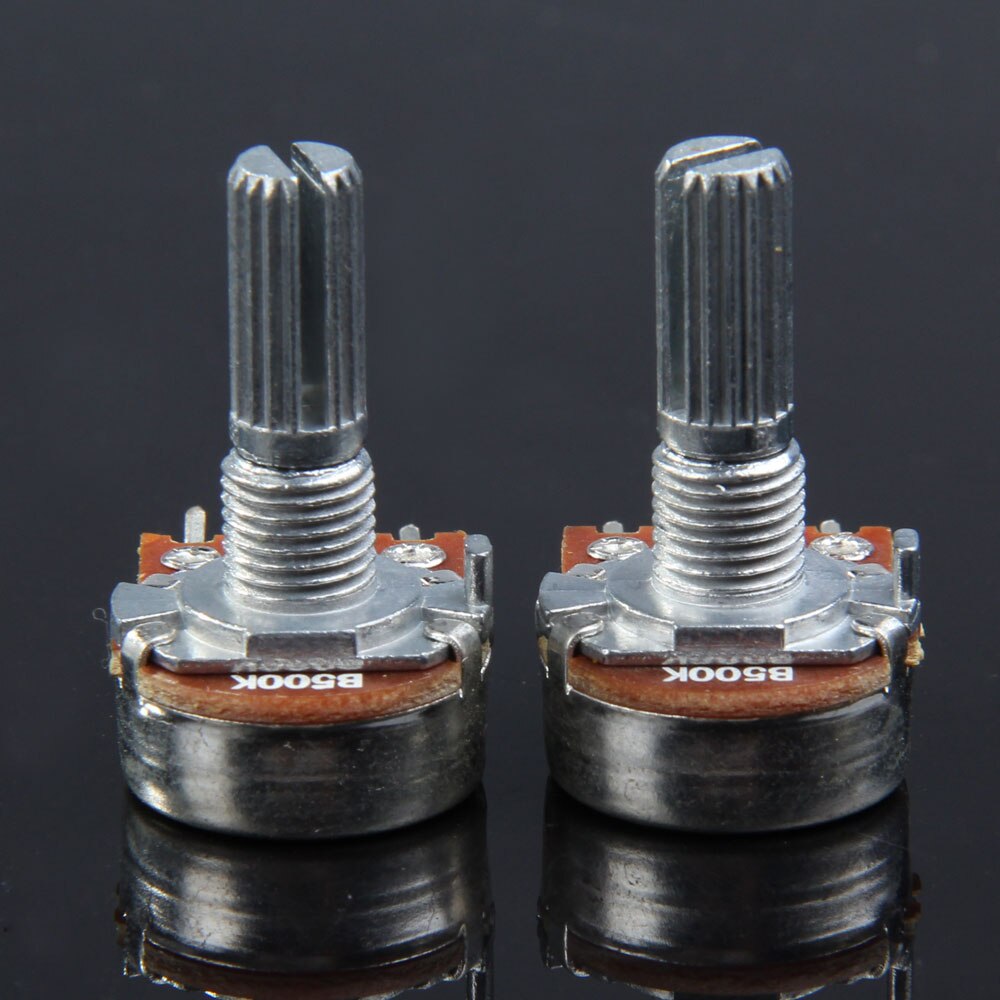 2Pc B500K Guitar Tuner Split Shaft Linear Taper Potentiometer Volume Audio Tone Guitar Switch Shaft Guitar Accessories-ebowsos