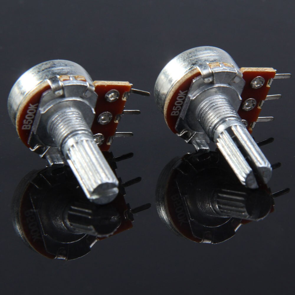 2Pc B500K Guitar Tuner Split Shaft Linear Taper Potentiometer Volume Audio Tone Guitar Switch Shaft Guitar Accessories-ebowsos