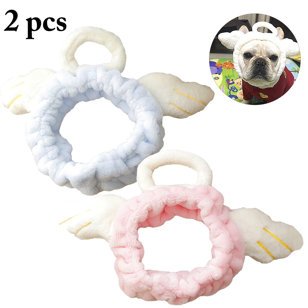 2Pcs Angel Wings Jewelry Hat Funny Dog Cat Fantasy Headdress Pets Change Headgear Pink Blue Pet Decoration Supplies-ebowsos