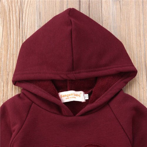 2Pcs Newborn Baby Boys Girl Red Heart Sunsuit Set Kids Girls Cotton Hooded Sweatshirt Tops Long Pants Set Clothes - ebowsos