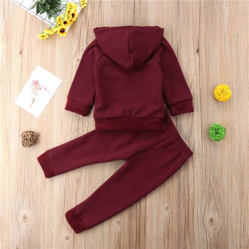 2Pcs Newborn Baby Boys Girl Red Heart Sunsuit Set Kids Girls Cotton Hooded Sweatshirt Tops Long Pants Set Clothes - ebowsos