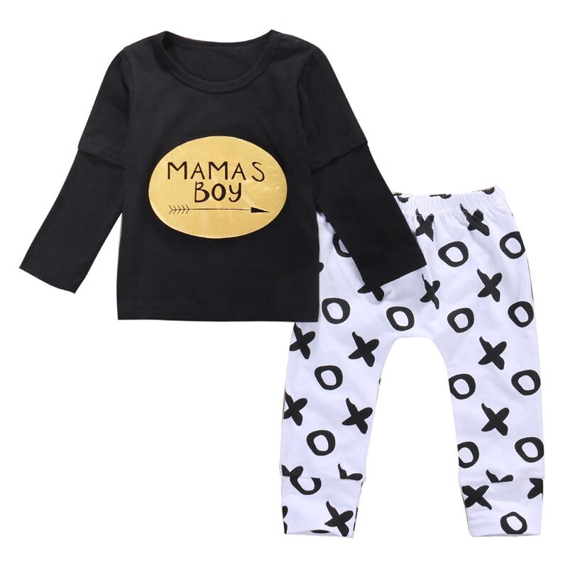 2Pcs Newborn  Kids Baby Boys Tops cotton shirt +Toddler baby Long Pants Leggings Outfits Clothes Set - ebowsos