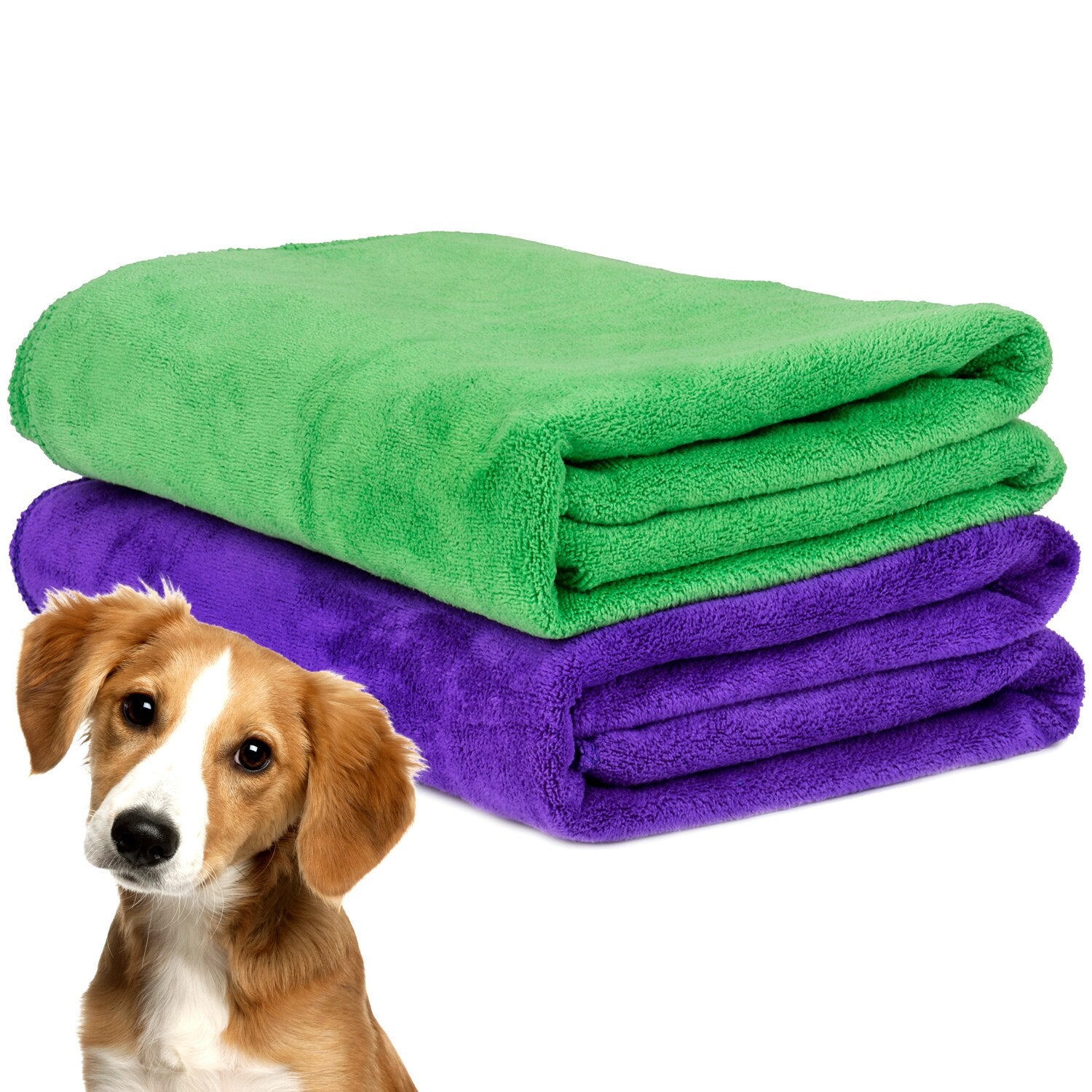 2Pcs Pet Bath Towel Soft Fiber Pet Wash Cloth Large Ultra Absorbent Bath Dry Towel For Dog Cat-ebowsos