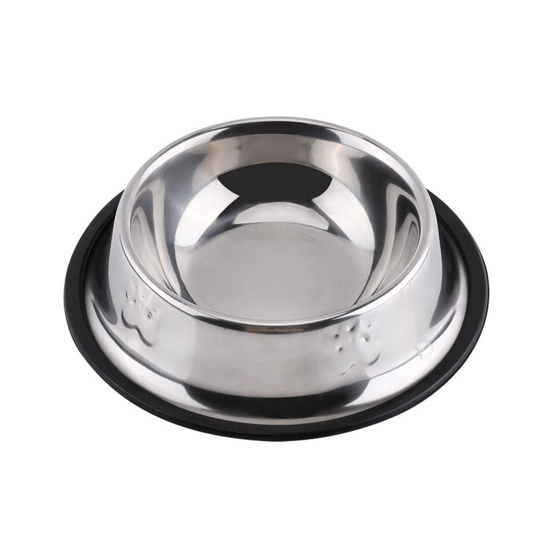 2Pcs Pet Bowl With Footprints Stainless Steel Travel Footprint Feeding Feeder Water Bowl For Dogs Cats Pet Feeding Supplies-ebowsos