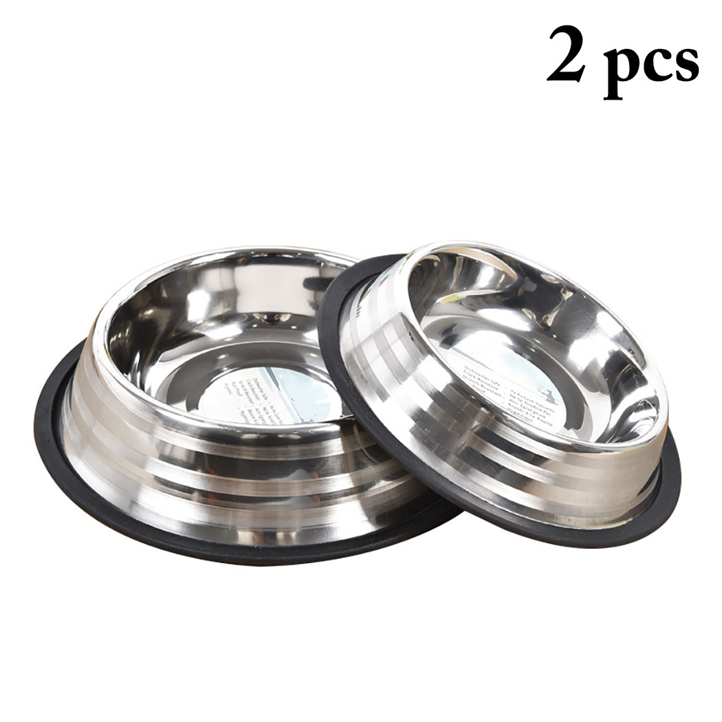 2Pcs Pet Single Bowls Non-Slip Stainless Steel Pet Feeder Bowl Pet Food Water Bowl For Dog Cat Pet Feeding Supplies New Arrive-ebowsos